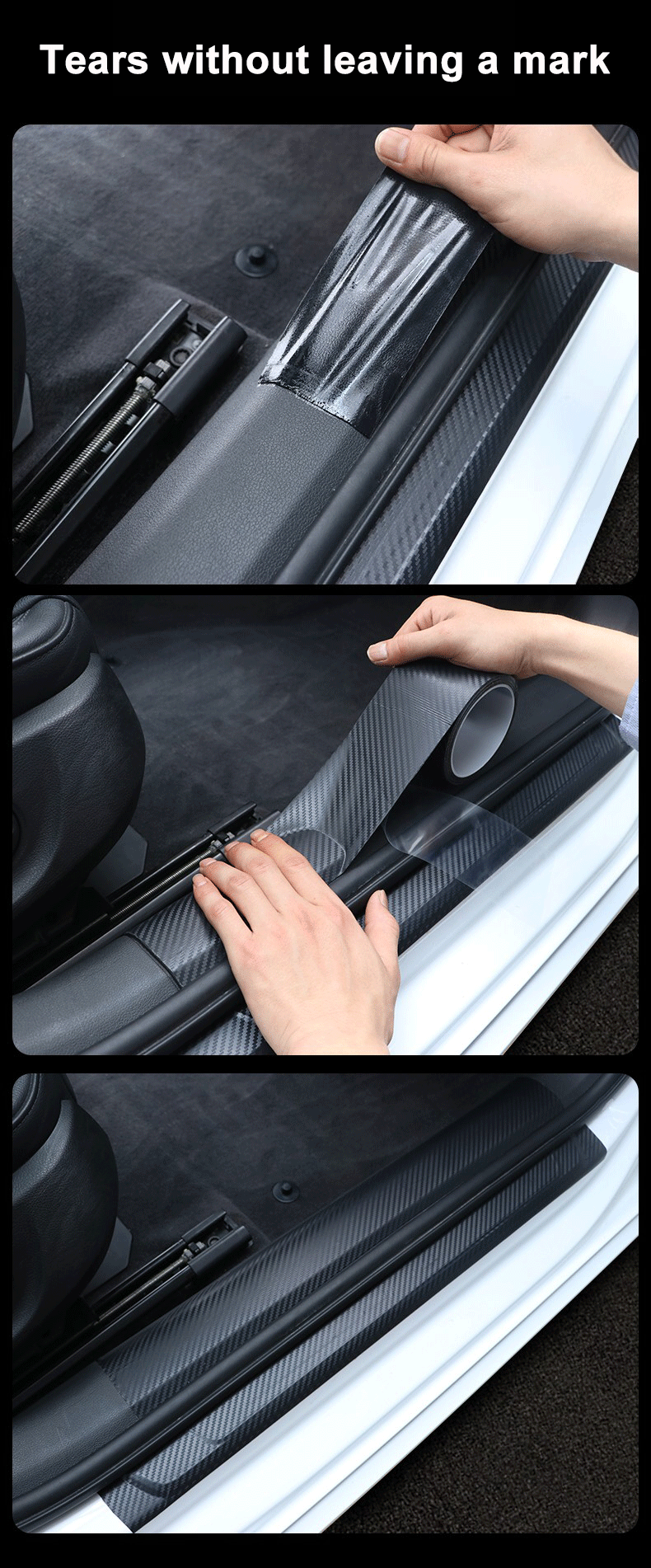 Nano Carbon Fiber Car Sticker Paste Protector Strip DIY Automotive Protective Film Auto Door Sill Side Mirror Anti Scratch Tape