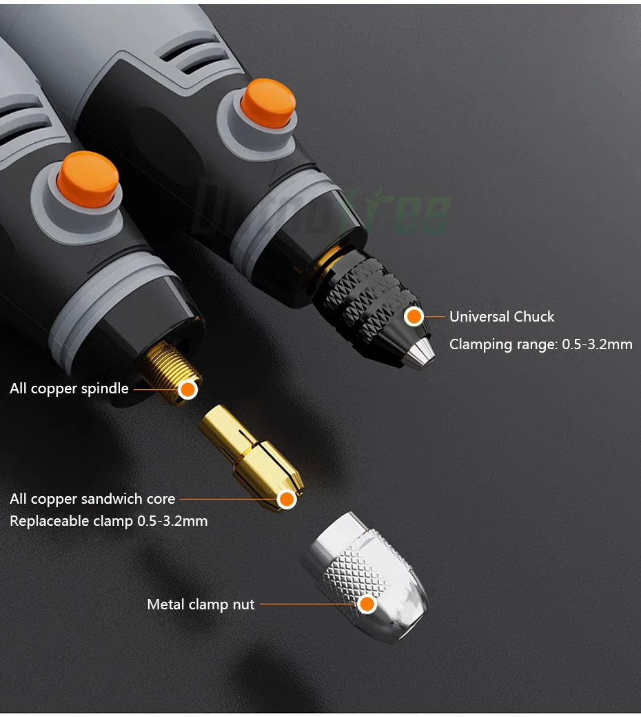 USB Cordless Rotary Tool Dremel Drill Engraving Pen Electric 3 Speed Mini Wireless Drill with Accessories Set 8500r-21000rpm