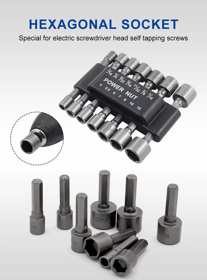 Clé hexagonale intérieure à douille puissante Tournevis à poignée hexagonale Tige d'extension de douille Tournevis pneumatique Ensemble d'outils d'insertion 