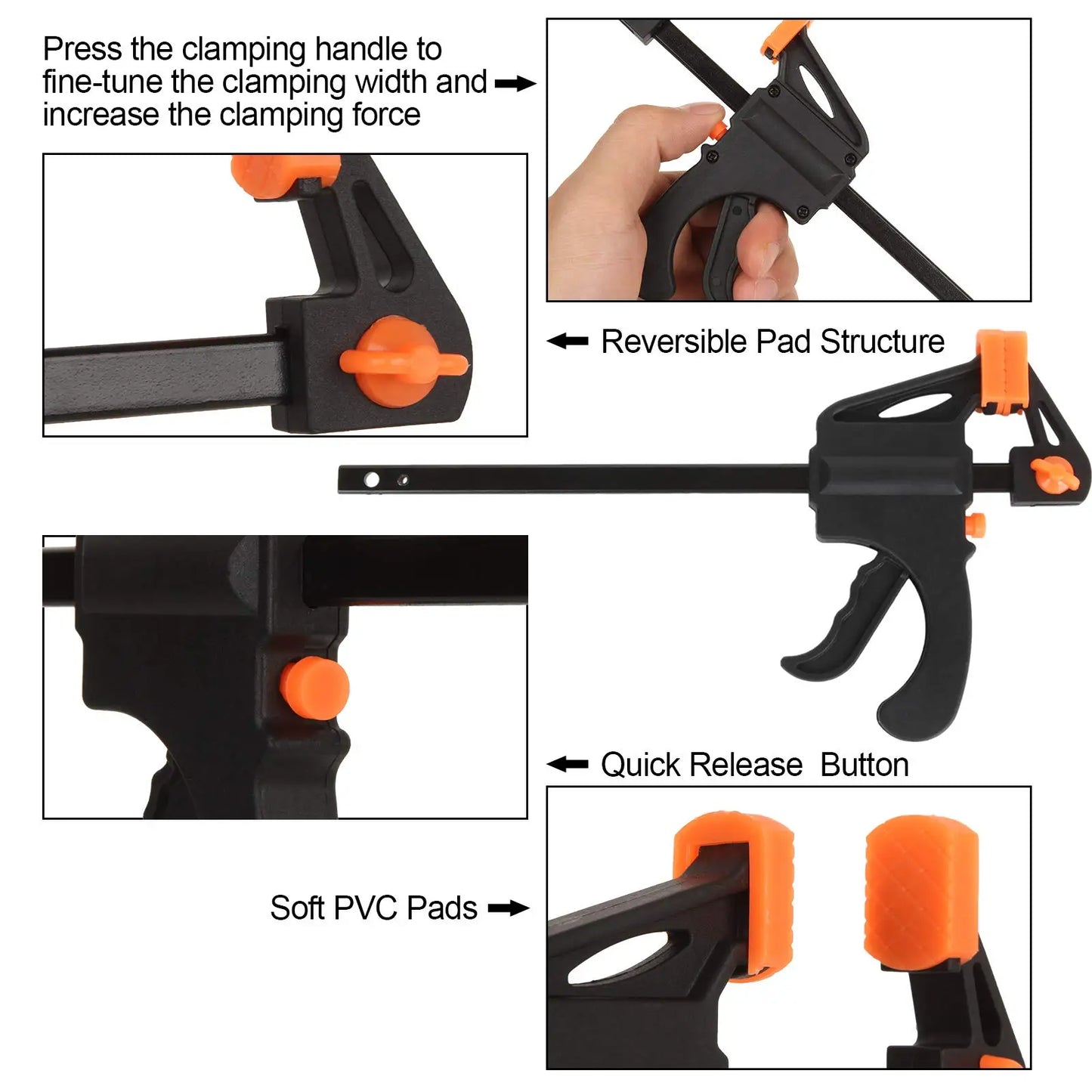 5/2pcs Woodworking Work Bar 4 Inch Clamp Clip Set Hard Quick Ratchet Release Clip DIY Carpentry Hand Tool Woodworking Clamp