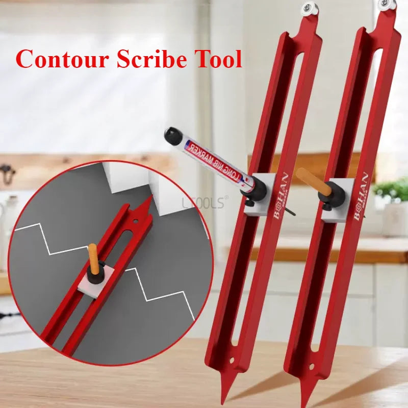 Outil de traçage de contour, règle de traçage de profil, porte-crayon réglable, mesure d'angle de bord de travail du bois, duplicateur de profil 