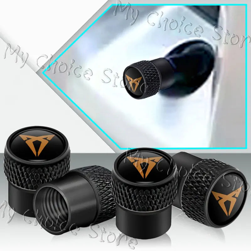 4Pcs/Set Car Wheel Tire Valve Caps Tyre Rim Stem Airdust Waterproof Covers For Leon Ibiza Altea Exeo Cordoba Ateca Tarraco