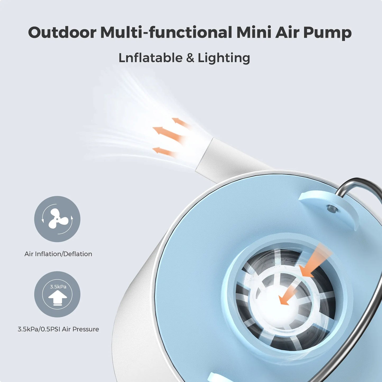 FLEXTAILGEAR TINY PUMP X - Portable Electric Air Pump with Camping Light Rechargeable for Pool Floats Air Mattress Vacuum Bags