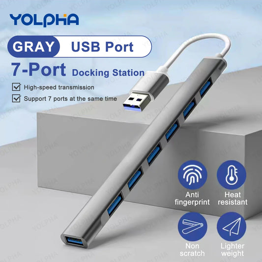 HUB USB 3.0 HUB USB 2.0 HUB USB C HUB Type C Multi Splitter Haute Vitesse 5 Gbit/s Pour Ordinateur PC Multiport USB A HUB Port 7 Ports 