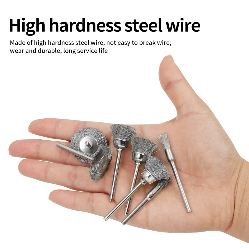 45pcs 60PCs Mini Steel Wire Brushes Rotary Tool for Dremel Drill Polishing Grinding Wheel Small Brush Accessories