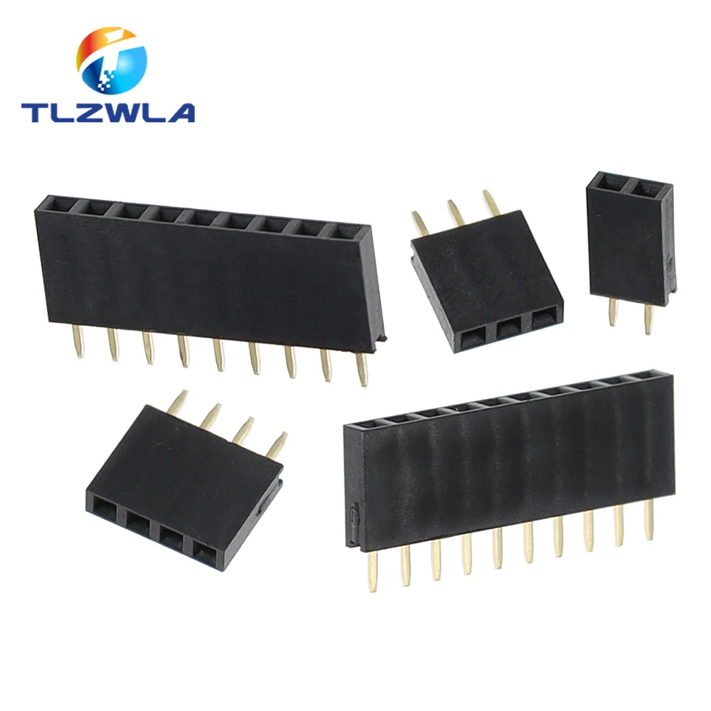 10PCS Single Row Pin Female Header Socket Pitch 2.54mm 1*2p 3p 4p 5p 6p 7p 8p 9p 10p 12p 14p 16p 18p 20p 22p 40p Pin Connector