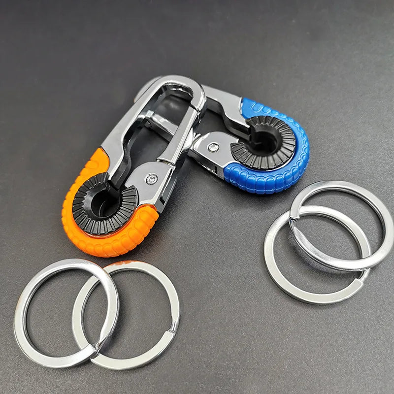 Herren Schlüsselanhänger Haken Edelstahl Schnalle Outdoor Karabiner Kletterwerkzeug Doppelring Auto Angeln Schlüsselanhänger Autozubehör 