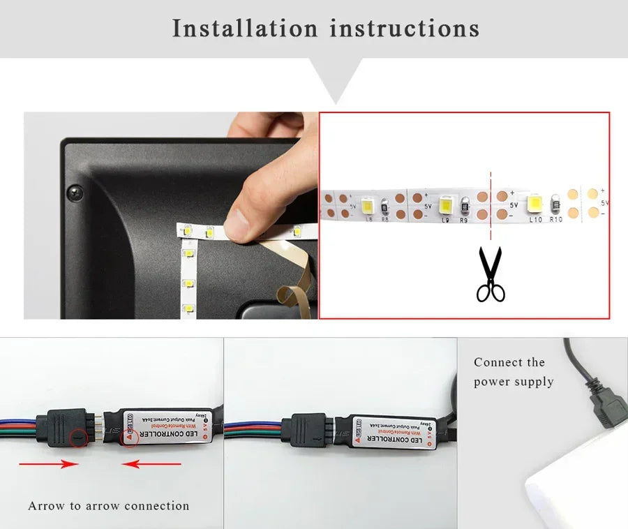 5V USB-LED-Leuchten für Zimmer 5050 RGB-LED-Streifen 5 10 Meter Diodenband Gamer Dekoration Eis-String-Bar-Beleuchtung Klebstoff LED-Band 