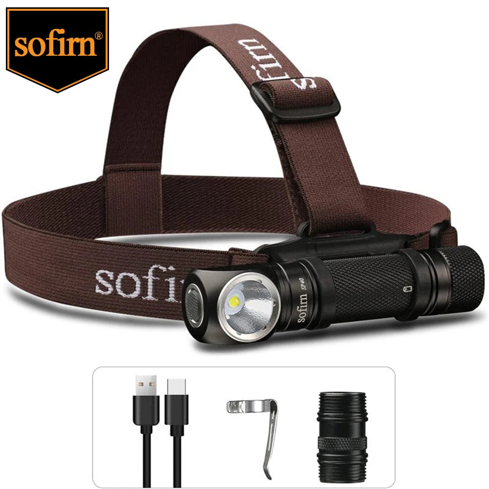 Sofirn SP40 XPL 5300K LED EDC Headlamp 18650 Rechargeable Head Lamp 1200lm Bright Outdoor Fishing Torch with Magnet Tail Cap