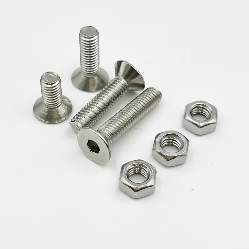 Allen Key Head Screw M2 M2.5 M3 M4 M5 M6 DIN7991 Stainless Steel 304 Hexagon Hex Socket Flat Countersunk Head Screw and Nut Set