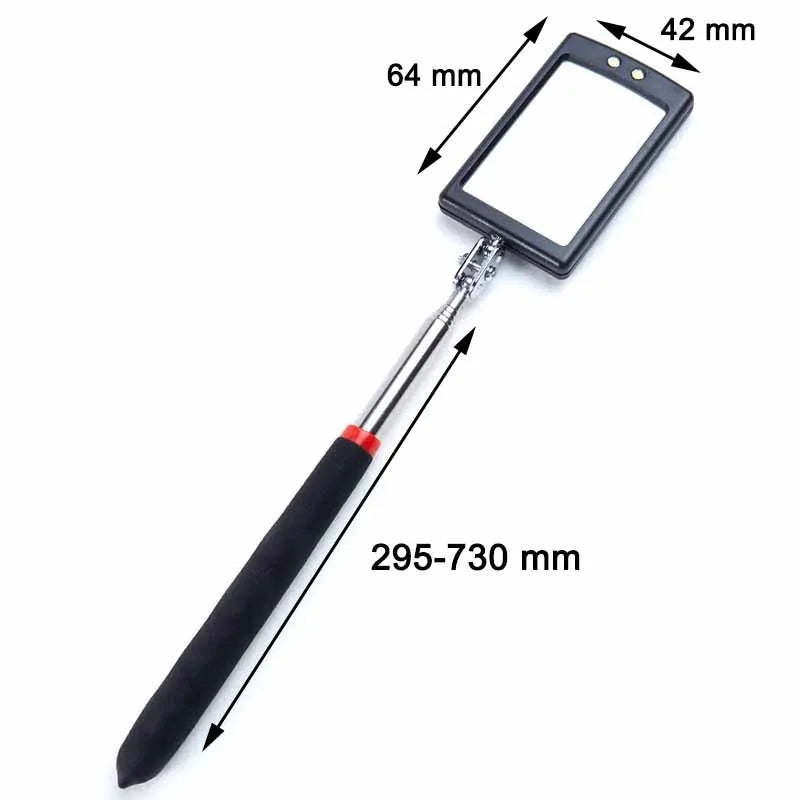 Car 360° Inspection Mirror LED Light Telescoping Mirrors Extend Mechanic Tools Inspection Mirror Telescopic Handle Repairing Too