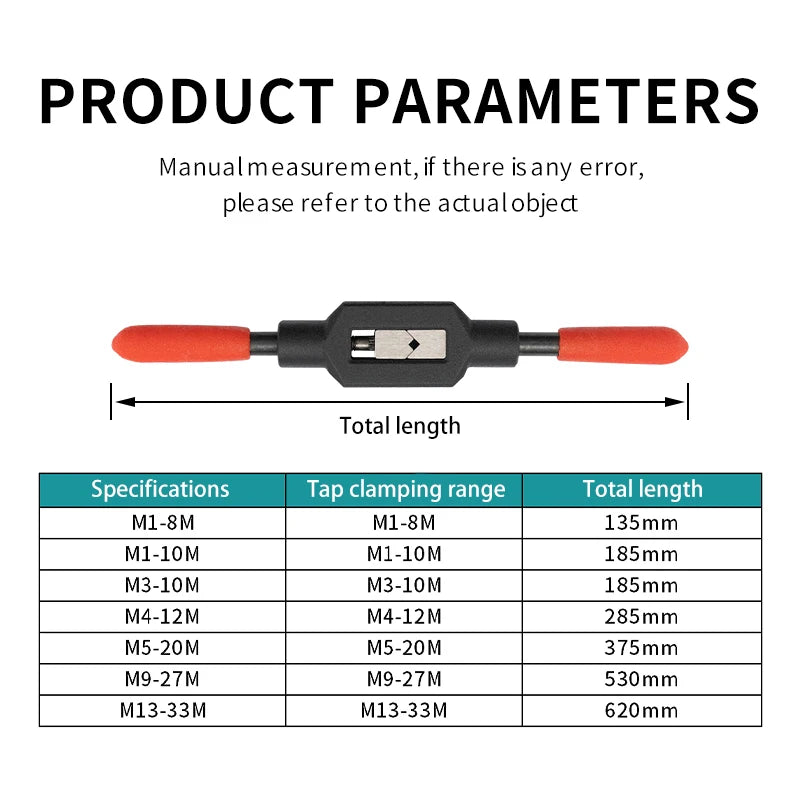 Adjustable Tap Wrench Handle for M1-M8~M9-M27 Metric Taps Superhard High Carbon Steel Tap Reamer Hand Threading Tools