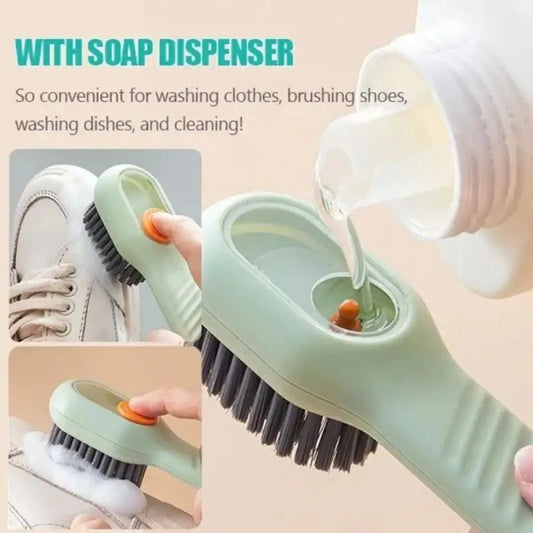 Brosse à chaussures à décharge automatique de liquide, multifonction, nettoyage en profondeur, poils doux pour le linge domestique, brosse de nettoyage de cuisine 