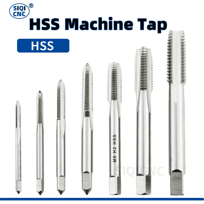 SIQICNC Right Hand Thread Tap HSS Machine Plug Tap Metric Screw Tap Drill Thread Tool M2 M3 M4 M6 M7 M8 M10 M12 M14 Hand Tools