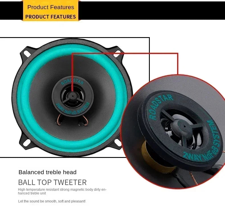 4/5/6.5 Inch Car Speakers Coaxial Subwoofer Universal Automotive Audio HiFi Music Full Range Frequency Car Stereo Speaker