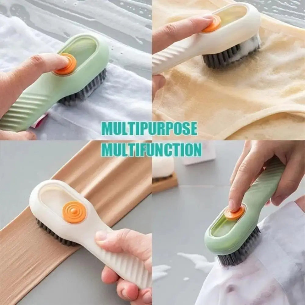 Brosse à chaussures à décharge automatique de liquide, multifonction, nettoyage en profondeur, poils doux pour le linge domestique, brosse de nettoyage de cuisine 