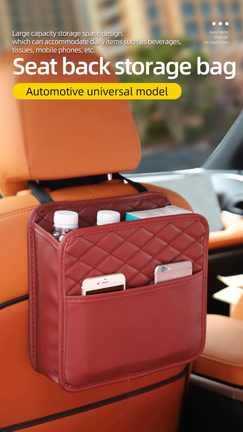 Multifunctional car seat storage bag Leather storage bag Garbage bag Storage bag Suitable for most car models