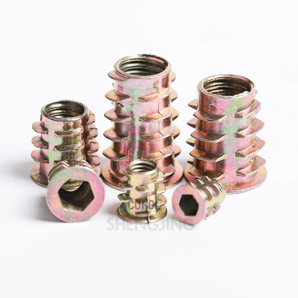 M4 M5 M6 M8 M10 Zinc Alloy Hex Socket Threaded Wood Insert Nuts Assortment Kit All Sizes Metric Furniture Bolt Screw Connector