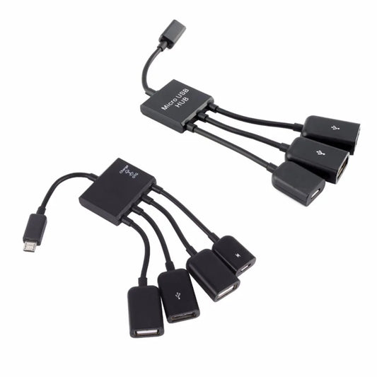 Câble de charge et d'alimentation OTG 3/4 ports Micro USB, adaptateur de connecteur répartiteur pour smartphone, ordinateur, tablette, PC, câble de données 