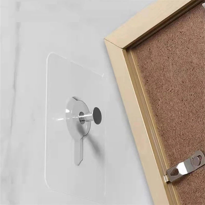 6 Stück PVC Stark klebende Nägel Haken Poster Nahtlose Wandhaken Wasserdicht Langlebig Transparent Küche Bad Schraubhaken Kleiderbügel 