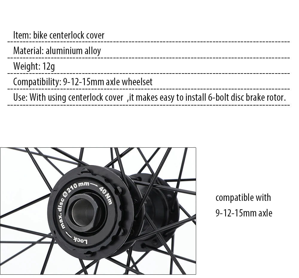 Fahrrad Centerlock Verschlussring und Distanzstück Fahrrad Center Lock Cover Schlüssel für 6 Bolzen Scheibenbremsrotor Laufradnabe Aluminiumlegierung