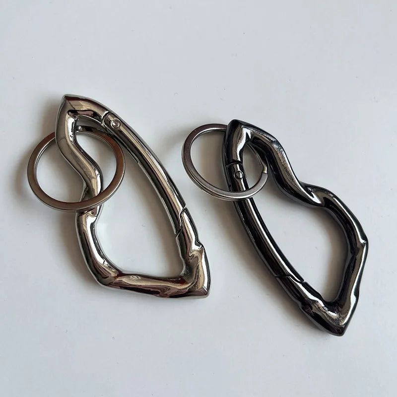 Women Men Essential Icon Carabiner Blackout Keychain Simplicity Female Oval Solid Belt Buckle Couple Sliver Key Ring Unisex