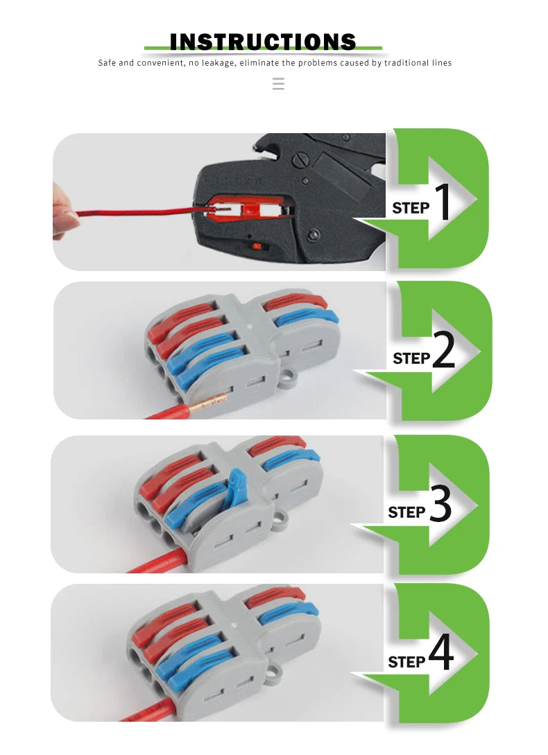 Quick Electrical Connectors Universal Compact Push-in Conductor SPL Splitter Wiring Cable Connector Butt Terminal Block AWG28-12