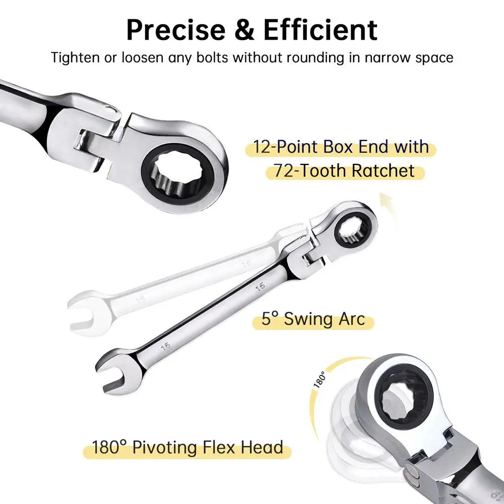 6mm 7mm 8mm 9mm 10mm 11mm 12mm 13mm 14mm 15mm 16mm 17mm 18mm 19mm Reversible Ratchet Wrench Ratcheting Socket Spanner Nut Tools