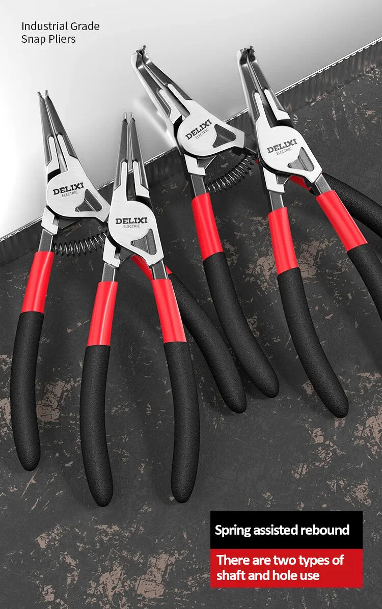 DELIXI ELECTRIC 5-In Circlip Pliers,Needle nose Pliers，Retaining Ring Pliers，for Removing Installing Puller Locking Rings Shafts