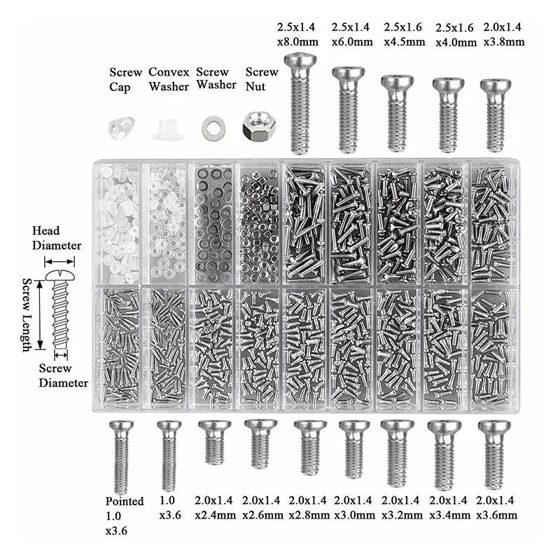 Glasses Screw Set Nose Support Lens Leg Nut Frameless Glasses Spacer Cap Accessories 18 Specification Screw Set Box