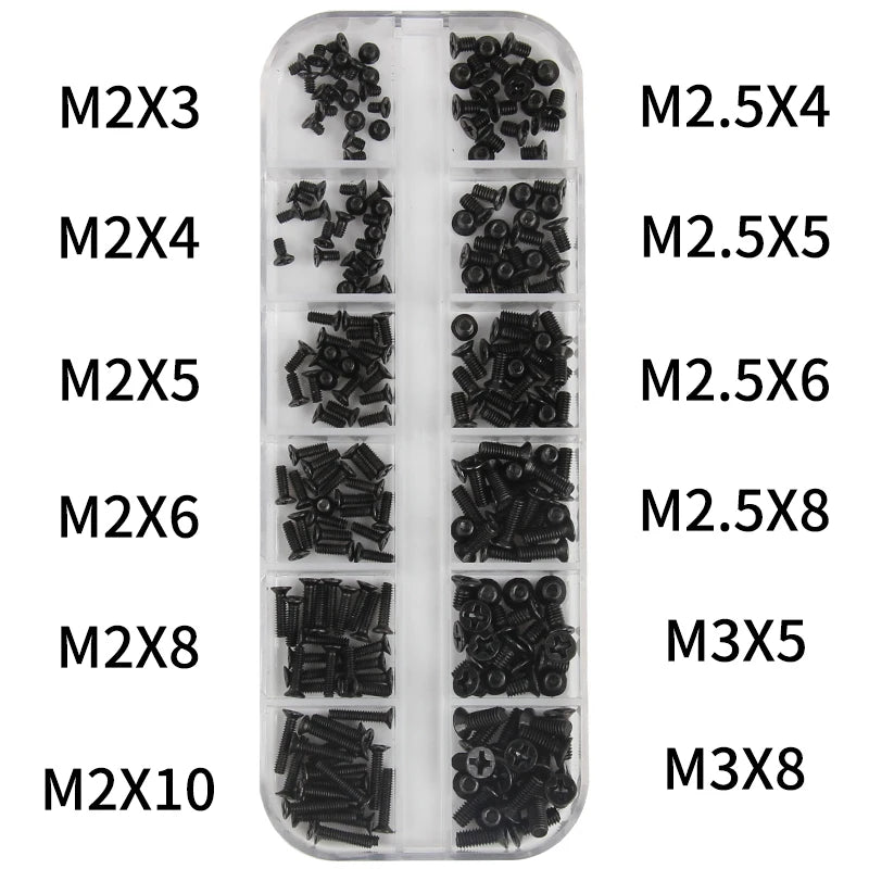 240pcs M2 M2.5 M3 Screw Set KM Machine Repair Screw Flat Head Phillips Drive Accessories for Computer Electronic Laptop Screws