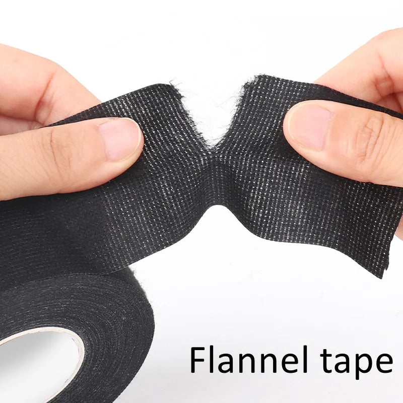 1/2/5/10Pcs 15 Meters Pet Automobile Cloth Fabric Wire Harness Binding Flannel Black Loom Automotive Fleece Adhesive Tape 9/19mm