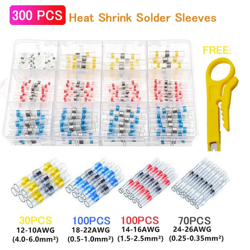 50/100/300/800pcs Practical Electrical Waterproof Seal Heat Shrink Butt Terminals Solder Sleeve Wire Connectors