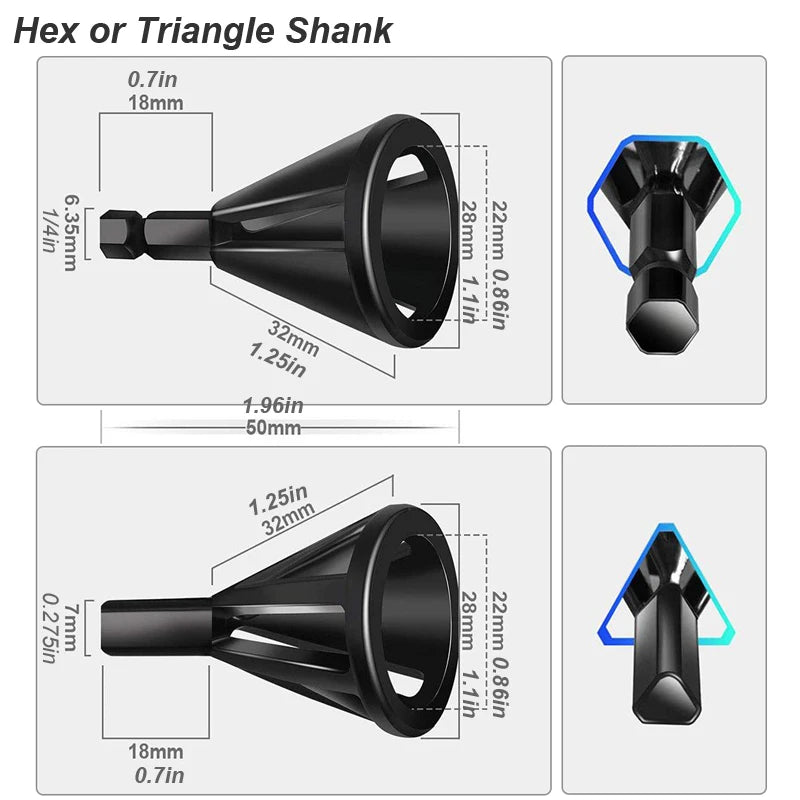 Deburring External Chamfer Tool Metal Hex Triangle Trimming Drill Bit for Stainless Steel Copper Screw Fast Remove Burr Removal