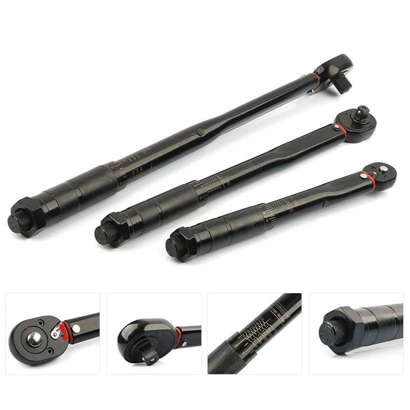 5-210N.m Torque Wrench 1/2'' 3/8'' 1/4'' Square Drive Preset Bicycle Torques Key Two-way Ratchet Car Bike Automotive Hand Tools