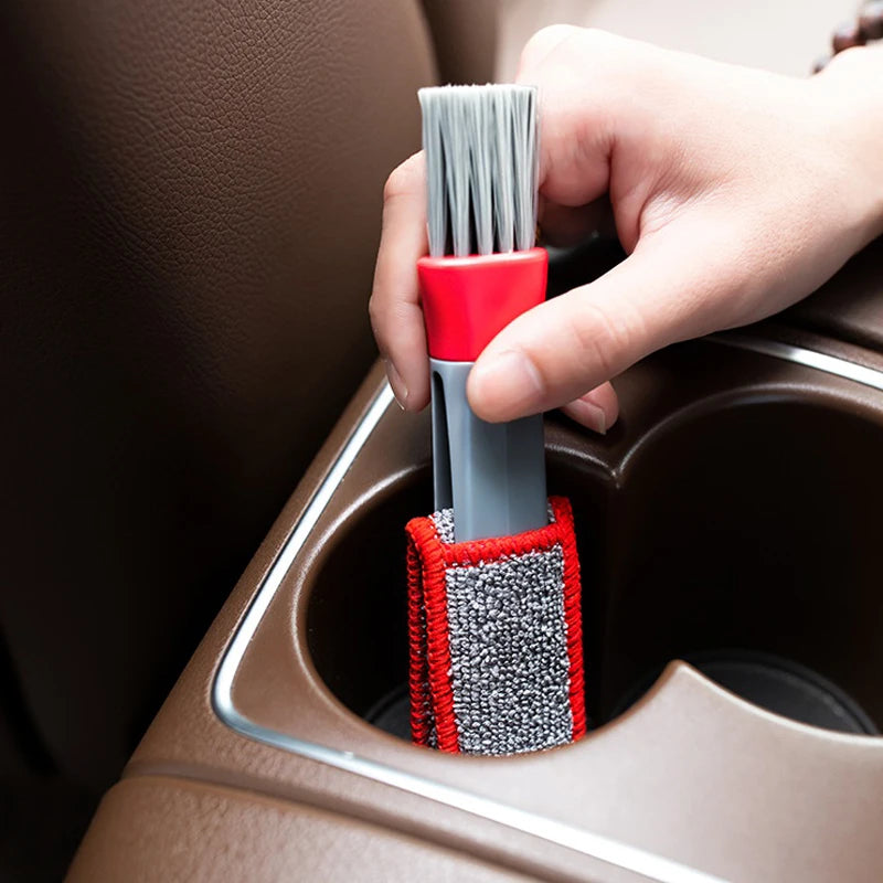 Car Wash Double Head Brushes Air Vent Cleaning Conditioner Grille Duster Wipe Auto Detailing Cleaner Car Interior Cleaning Tools