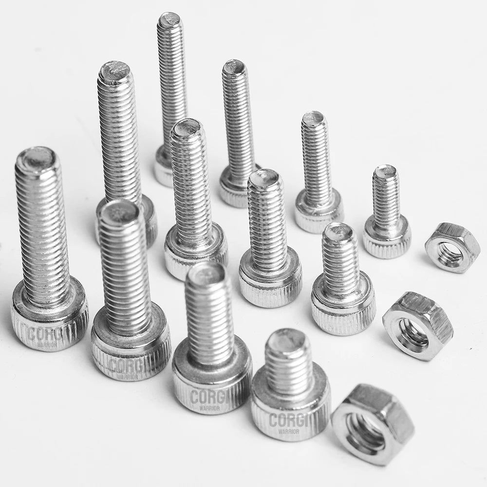 M2 M2.5 M3 M4 M5 M6 Hex Socket Head Cap Set Allen Screw Kit 126-1080P DIN912 304 Stainless Steel Screw Nut Bolt Assortment Set