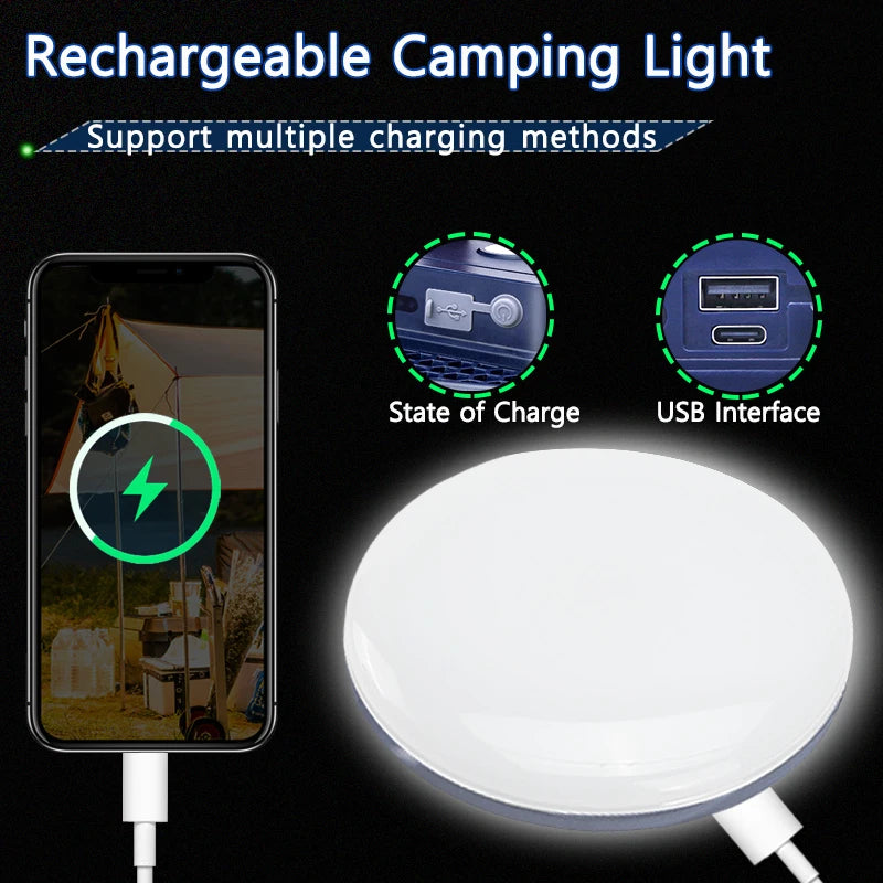 MOSLIGHTING Lampe de camping rechargeable pour pêche en plein air, lanterne de tente, travail, urgence, alpinisme, éclairage de nuit à LED 