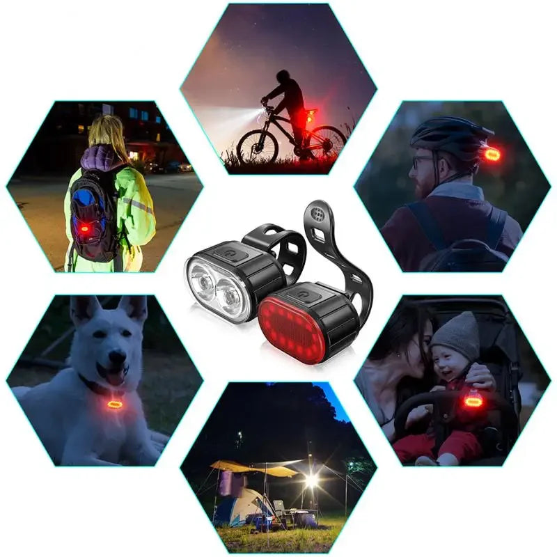 Radfahren Fahrrad Vorne Hinten Licht Set Bike USB Ladung Scheinwerfer Licht MTB Wasserdichte Rücklicht LED Laterne Fahrrad Teile 