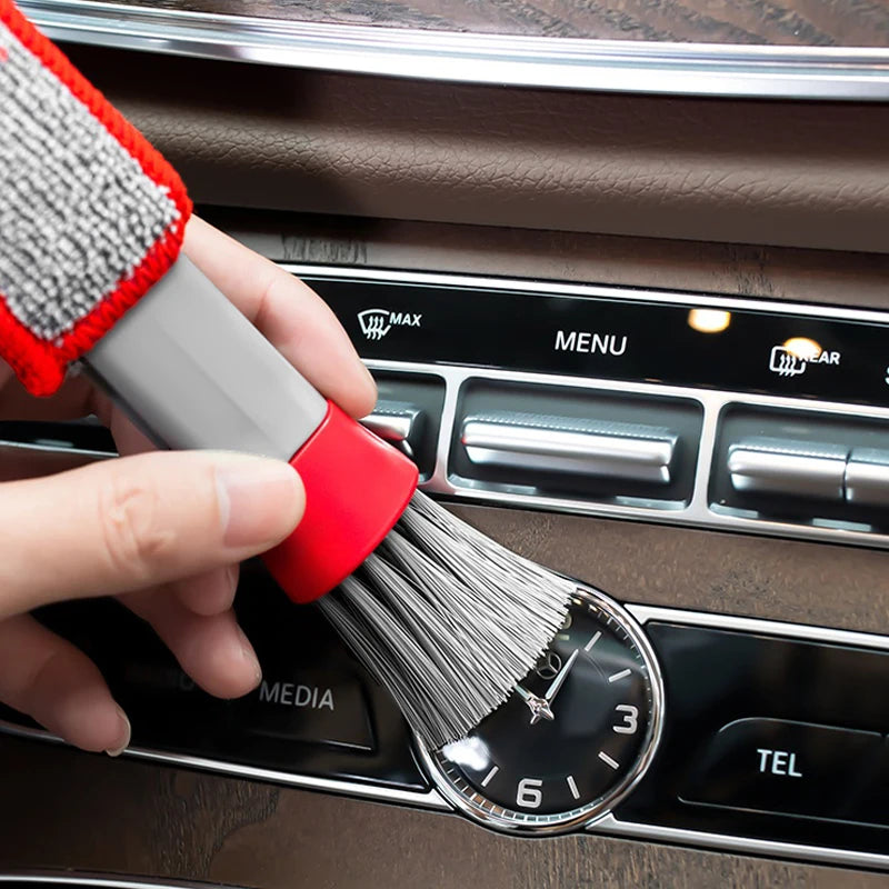 Car Wash Double Head Brushes Air Vent Cleaning Conditioner Grille Duster Wipe Auto Detailing Cleaner Car Interior Cleaning Tools