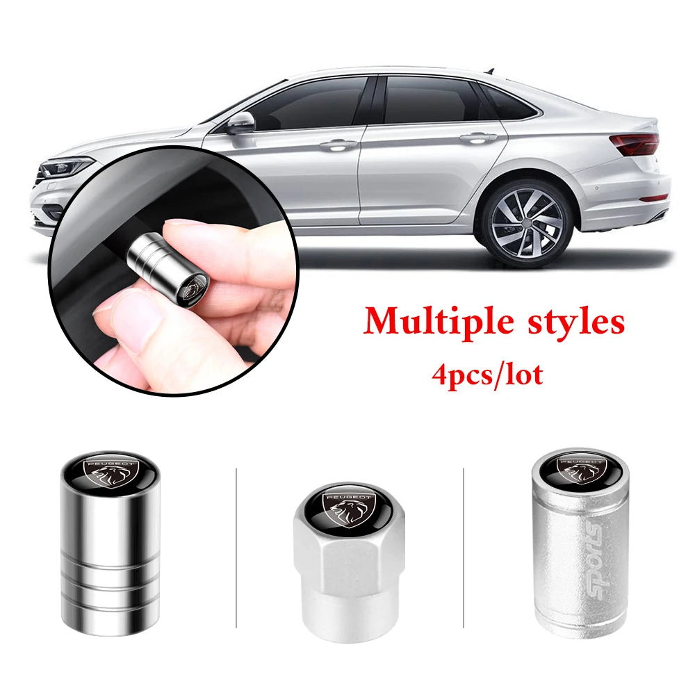 4pcs Car Styling Metal Wheel Tire Valve Air Stem Cap Covers For Peugeot 208 2012~2018 308 2014~2021 2008 3008 107 106 406