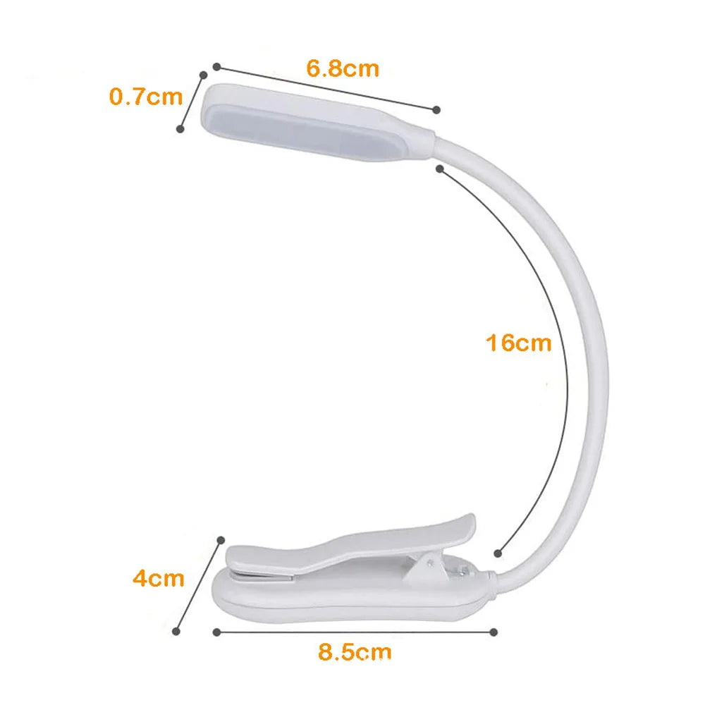 Rechargeable Book Light Mini 7 LED Reading Light 3-Level Warm Cool White Flexible Easy Clip Lamp Read Night Reading Lamp in Bed