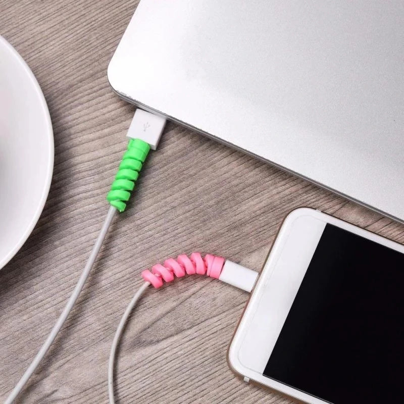 For IPhone IPad Spiral Cable Winder Protector Saver USB Charging Cord Cable Holder Ties Wire Management Cable Organizer