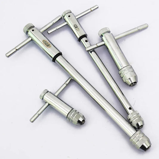 Adjustable M3-8 M5-12 T-Handle Ratchet Tap Wrench Tap Screw Holder Male Thread Metric Plug Mechanical Workshop Tools Hand Tool