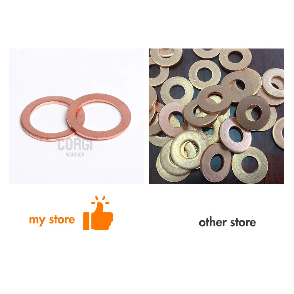 Metric Copper Crush Washers Assortment Kit 80-360 Pcs All Sizes M5 M6 M8 M10 M12 M14 M16 M18 M20 M22 Flat Ring Sealing Washer