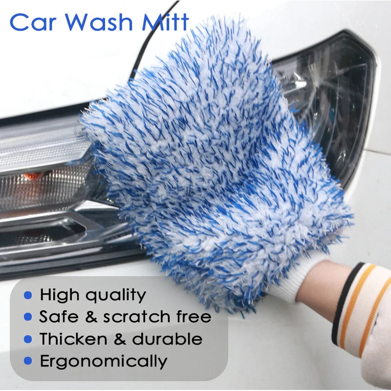 Plush Car Wash Mitt Microfiber Thick Car Cleaning Mitts Auto Wash Accessories Car Cleaning Tools