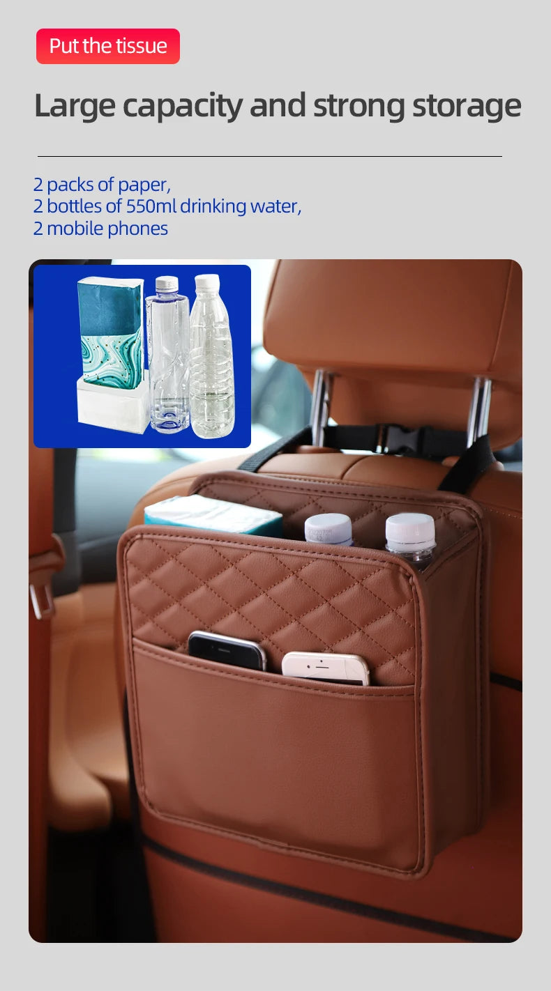 Multifunctional car seat storage bag Leather storage bag Garbage bag Storage bag Suitable for most car models