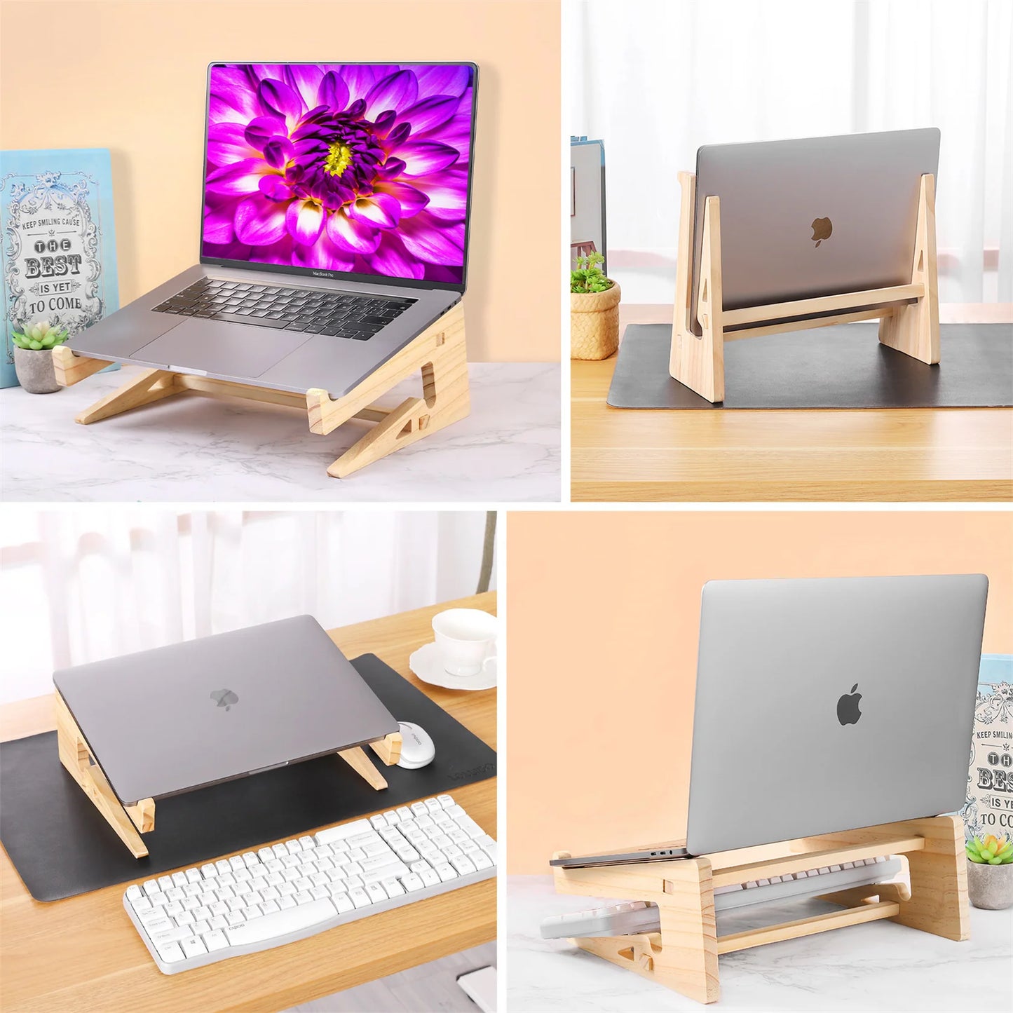 Support d'ordinateur portable en bois pour MacBook Pro Support d'ordinateur universel pour bureau Support vertical pour ordinateur portable Support d'ordinateur portable en bois pour MacBook Air 