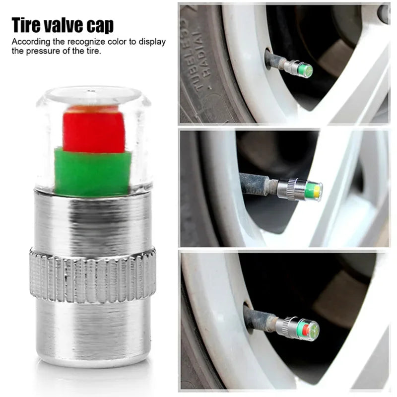 2/4pcs Car  Tire Pressure Indicator Tire Pressure Gauge Indicator Alert Monitoring Valve Cap Sensor External Valve Detection