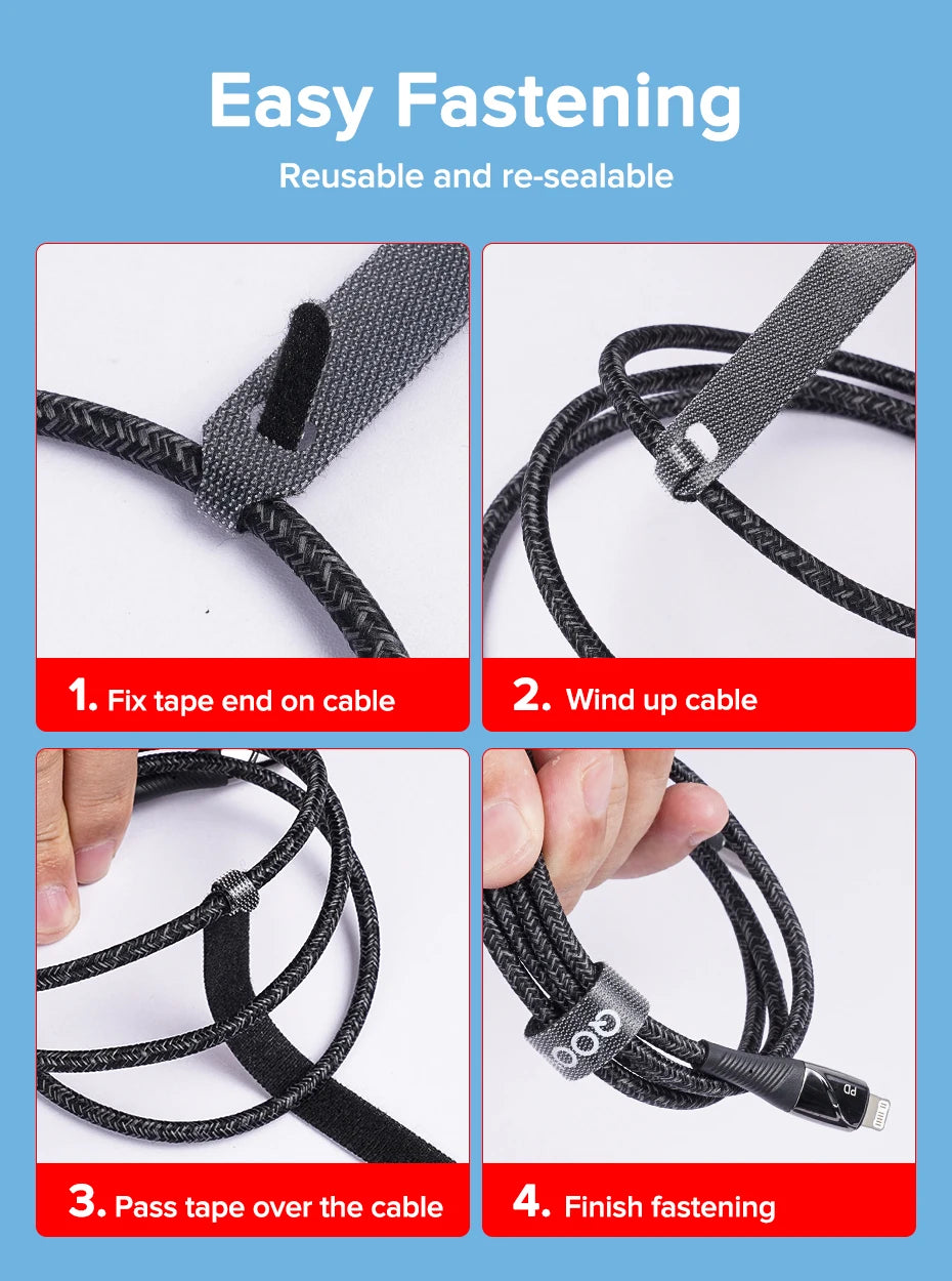 QOOVI Cable Organizer Wire Winder 15*1.2cm USB Cable Management Clip For Earphone Holder Mouse Keyboard Cord Protector